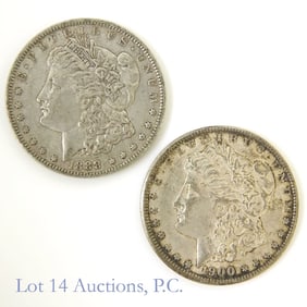 1888-O & 1900 USA Silver Morgan Dollars (2)