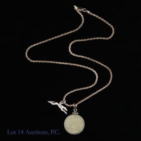 Sterling Silver Greyhound and Irish Coin Necklace