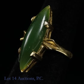 14k Y Gold Ring Nephrite Jade *