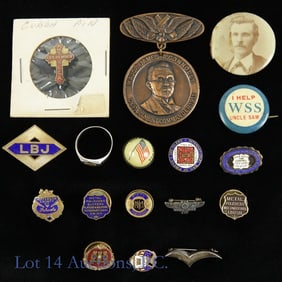 G.A.R., Whitehead & Hoag, Tiffany, LBJ Pins  (17)