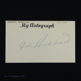 Cal Hubbard Signed Index Card, Football Player