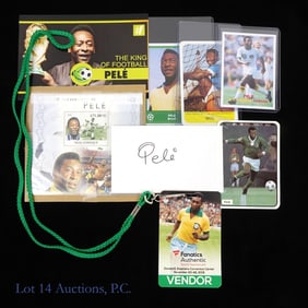 Pele Signed Index Card With Some Cards
