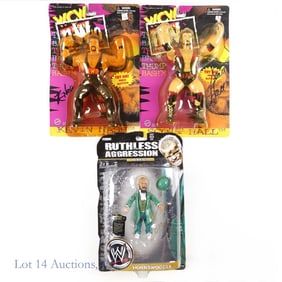 Kevin Nash Scott Hall Hornswoggle Signed Figures