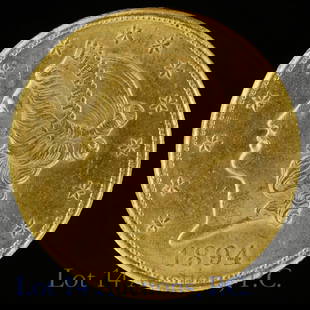 1894-S USA Liberty Head $20 Gold Double Eagle: 1894-S United States Liberty Head $20 double eagle gold coin (San Francisco Mint). Designer is James B. Longacre. Metal is 90%-gold. Weight: 33.42 grams (AGW is 0.9675 ozt.) Diameter 34.2 mm. Thicknes