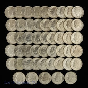 1954-S USA Silver Roosevelt Dimes Roll (CH BU)