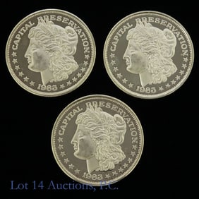 1983 USA 1 Ozt. 99.9%-Silver Trade Units (3)