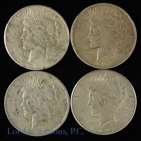 1922 P,S & 1923 P,S USA Silver Peace Dollars (4)