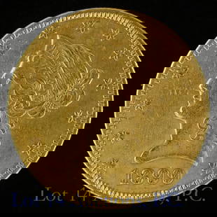 1899 (P) USA Liberty Head $10 Gold Eagle: 1899 United States Liberty Head $10 gold eagle coin (Philadelphia Mint). Designer is Christian Gobrecht. Metal is 90%-gold, weight 16.68 grams (AGW 0.48375 ozt), diameter 26.8 mm, and thickness 1.8 mm