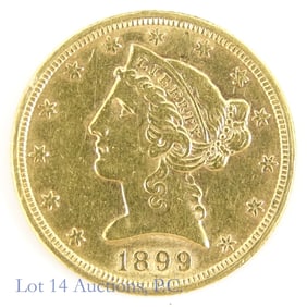 1899 USA Gold Liberty Head $5 Half Eagle
