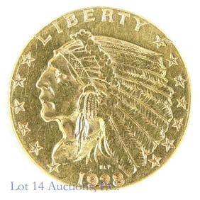 1928 (P) USA Gold Indian Head $2.50 1/4 Eagle