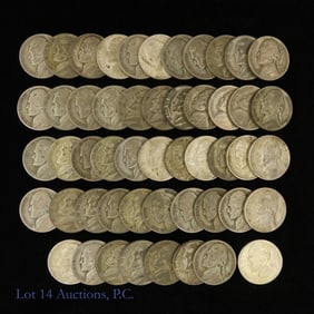 1942 - 1945 USA 35%-Silver Jefferson WW2 5c (51)