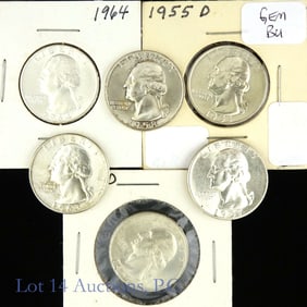 1955 - 1964 USA Silver Washington 25c CH-GEM BU -6