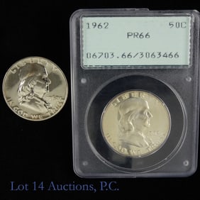 1960 & 1962 USA Silv Franklin 50c PR66 & CH PR -2
