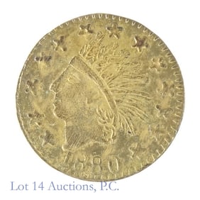 1880 USA 1/4 Gold Round California Charm