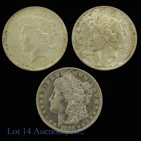 1883-O & 1922 USA 90%-Silver Morgan & Peace $1 (3)