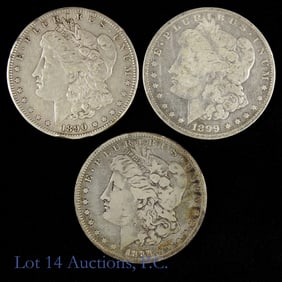 1888o, 1890s, & 1899o USA Silver Morgan $1s (3)