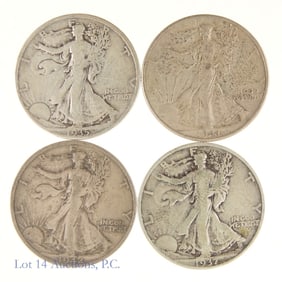 1935 - 1942 USA 90%-Silver W/L 50c (4)