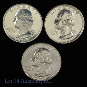 1961-1964 USA Silver Washington 25c (GEM PR) (3)