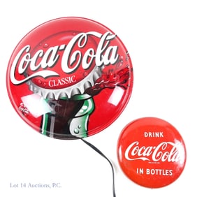 Coca-Cola Button Signs (One Illuminated)