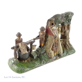 Cast Iron Boy Scout Camp Mechanical Bank