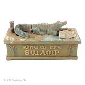 Cast Iron King of the Swamp Mechanical Bank