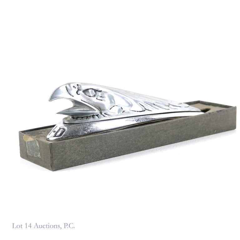 Harley Davidson Front Fender Eagle Ornament: Harley Davidson Front Fender Eagle Ornament. Made in USA. Includes hardware and original box. Measures approximately 6.5". Some stains and spots all around.