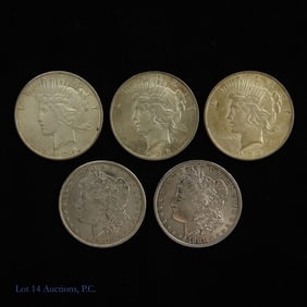 Peace (3) & Morgan (2) Silver Dollars