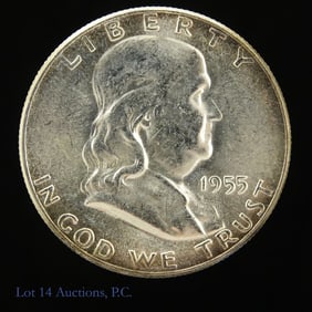 1955 USA Silver Franklin 50c Semi-Key Date GEM BU