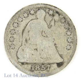 1857 USA Silver Liberty Seated Half Dime (G+)