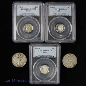 1936 - 2008 USA 90%-Silver W/L 50c & Roosevelt 10c -5