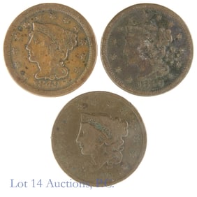 1835, 1846 & 1849 USA Copper Large Cents (3)