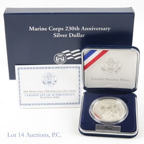 2005-P USA Silv Proof Marine Corps 230th Anniv $1