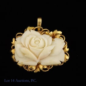 14k Gold and Bone Brooch/Pendant