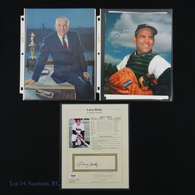 Baseball 3 Signed Photos - Berra, Stengel, & Doby