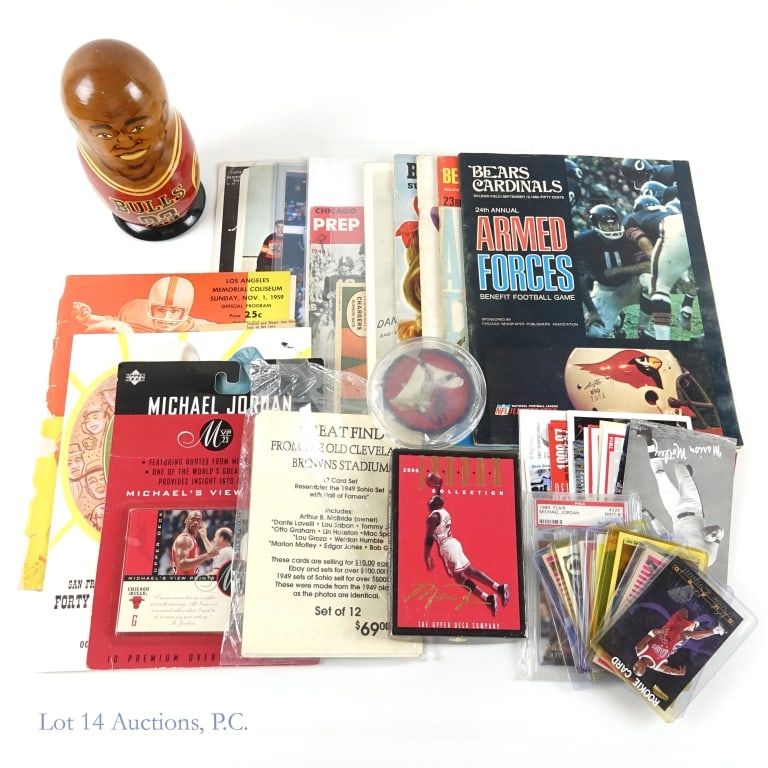 Sports Ephemera & Collectibles (Jordan + More): Football game programs: Nov 17 1946 Washington @ Bears (damage to back cover), Sept 6 1968 Cardinals @ Bears (Armed Forces Game), Sept 12 1969 Cardinals @ Bears (Armed Forced Day), Oct 12 1959 Bears @