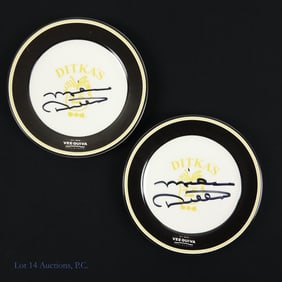 2 Mike Ditka Signed Restaurant Dishes Or Plates