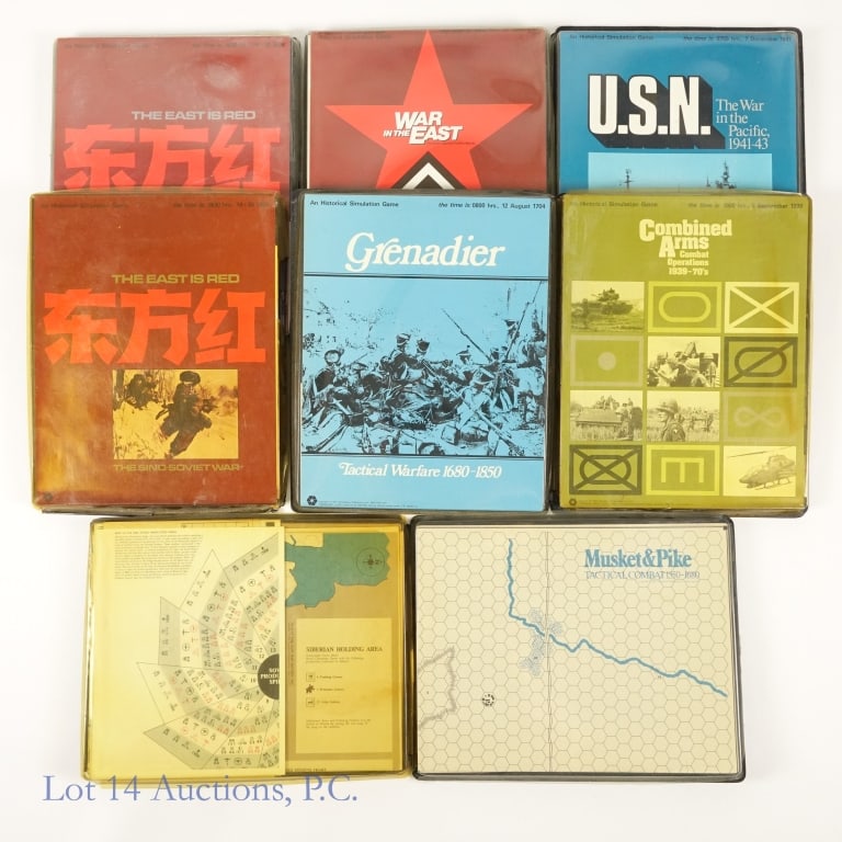War Games, SPI, East is Red and More (8): War Games, SPI, East is Red and More (8). Collection of SPI war games. Items included: The East is Red, War in the East, Musket & Pike, Combined Arms, U.S.N., Grenadier and more. Items unchecked for c
