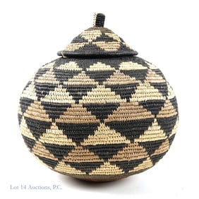 Hand Woven Zulu Basket - Vintage