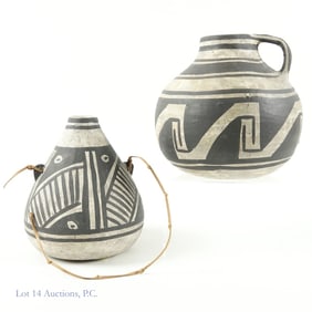 Signed Pueblo Pottery - Vase & Canteen