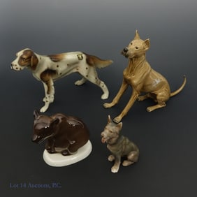 Porcelain Dogs & Bear Figurines (3+1)