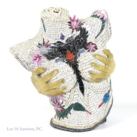 Glass & Tile Mosaic Headless Female Bust Statue