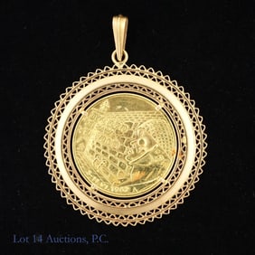 Israel 22k Gold Six days War Token + 14K Bezel