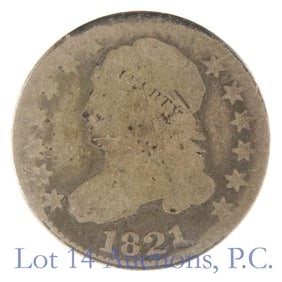 1821 USA Silver Capped Bust 10c Small Date - R-7.5