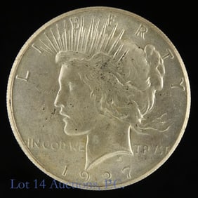 1927 USA Silver Peace Dollar - Key Date (AU+)