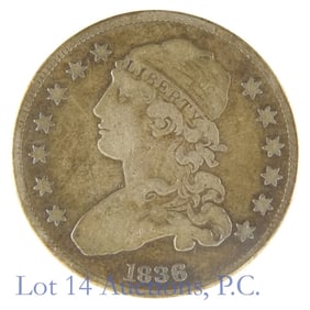 1836 USA Silver Capped Bust Quarter (XF)