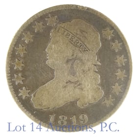 1819 USA Silver Capped Bust Quarter (VG)