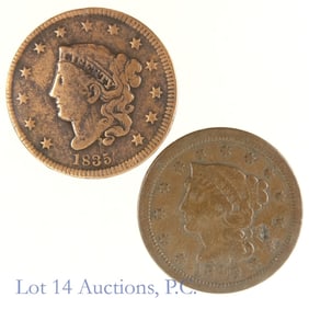 1835 & 1846 USA Copper Large Cents (2)