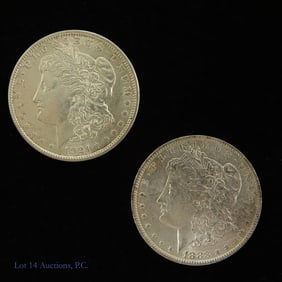 1883-O & 1921 USA 90%-Silver Morgan Dollars (2)