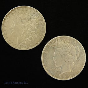 1921-D Morgan & 1923-S Peace 90%-Silver Dollars -2