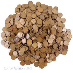 Assorted USA Lincoln Wheat Cents (Approx. 1,050)